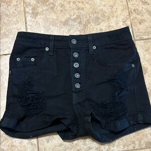 Carmar Black Distressed Denim Shorts